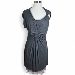 Anthropologie Dolan Dress Womens M Asymmetrical Twist Knot Silk Jersey Gray